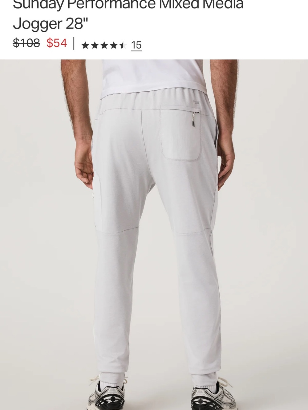 Vuori Sunday Performance Mixed Media Jogger in Light Gray